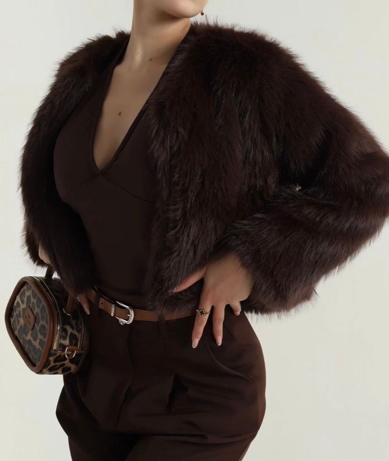 Kahverengi Kürk Detaylı Kadın Deri Ceket - Görsel 3