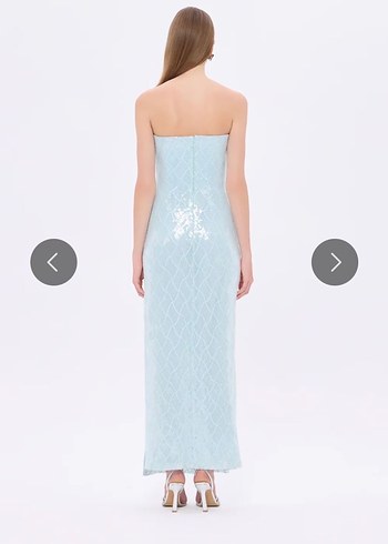 Mavi Straplez Uzun Baklava Model Abiye - Görsel 3