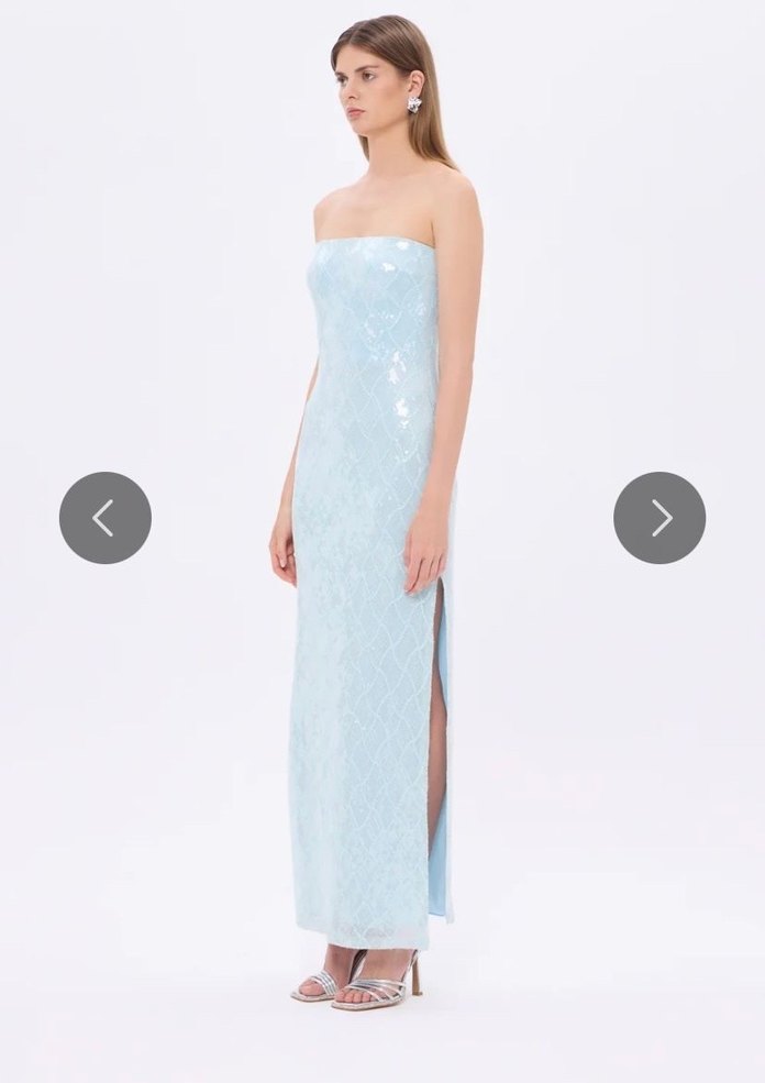 Mavi Straplez Uzun Baklava Model Abiye - Görsel 2