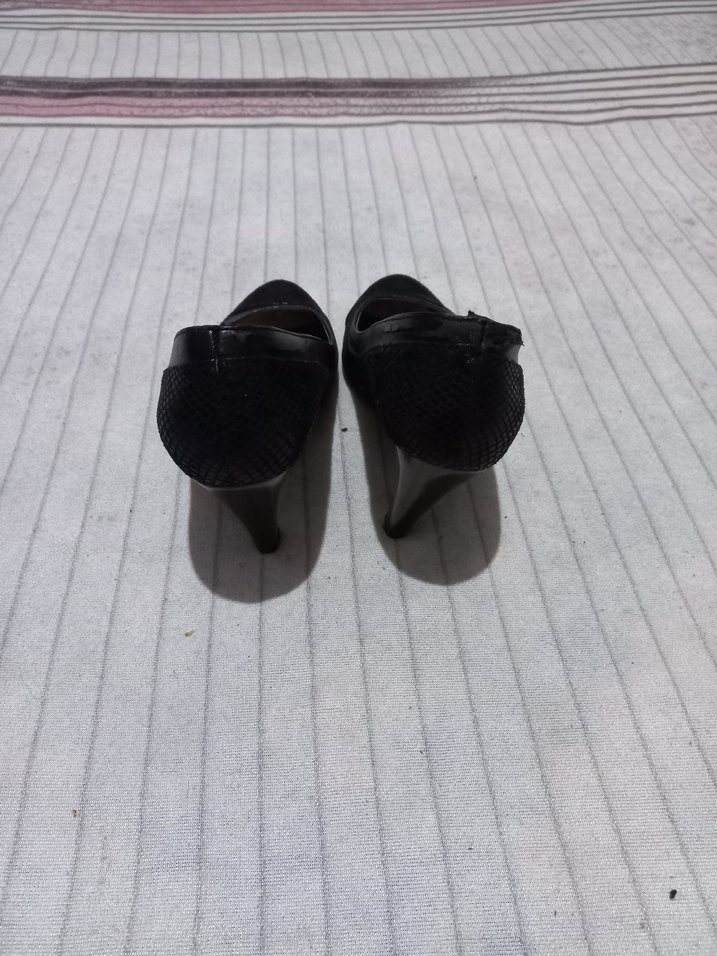 Siyah Yılan Desenli Tokalı Stiletto Topuklu Ayakkabı - Görsel 3