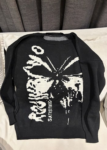 Diğer Siyah Baskılı Örgü Kadın Sweatshirt