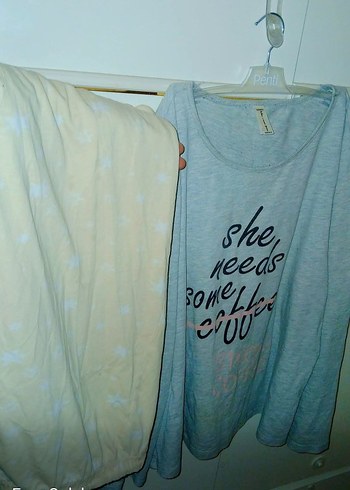 Gri Baskılı Kadın Pijama Takımı ve bluz
