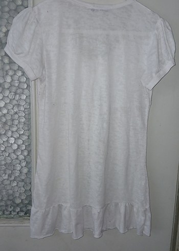 xl Beden Fırfırlı Beyaz Hamile Tunik
