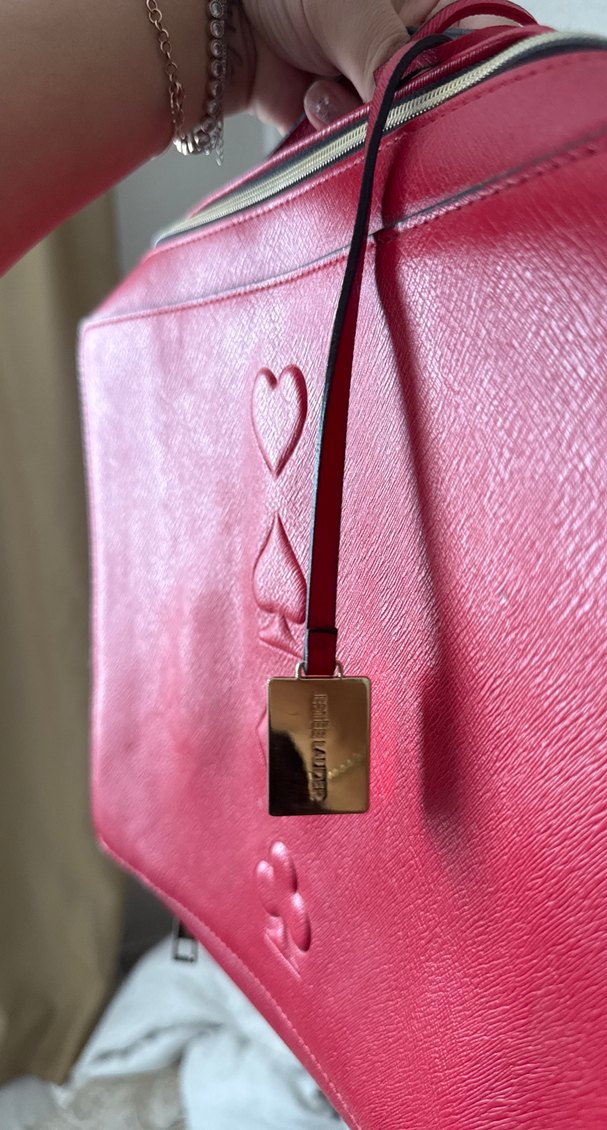 Kırmızı Deri Kadın El Çantası makyaj çantası - Görsel 4