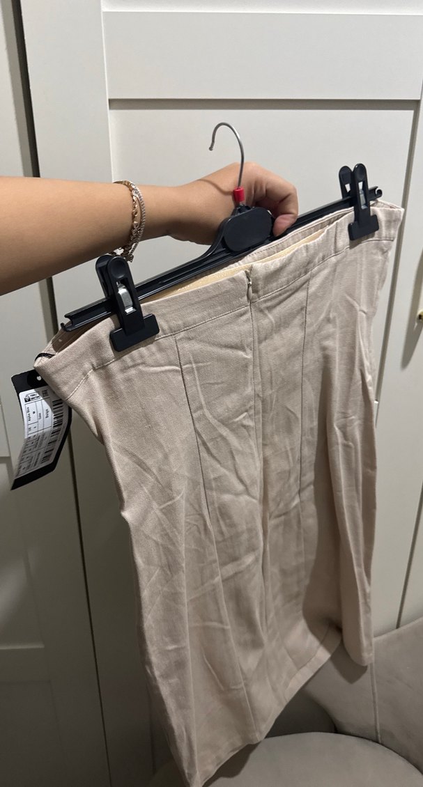 Bej Midi kot straplez elbise - Görsel 2