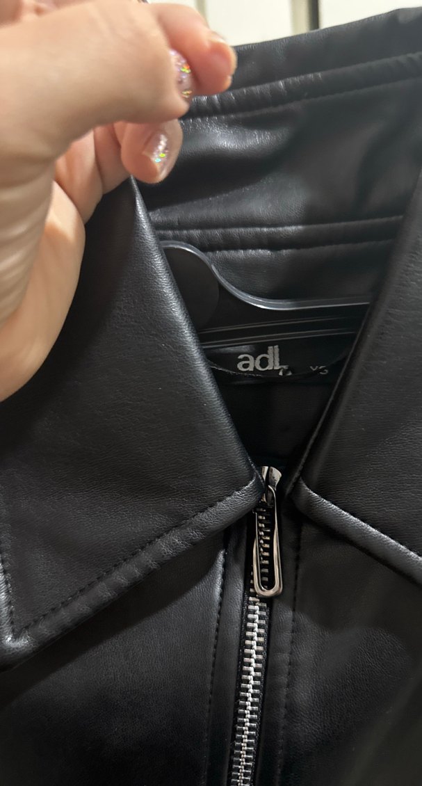 Kadın Siyah Deri Midi Ceket Fermuarlı - Görsel 5