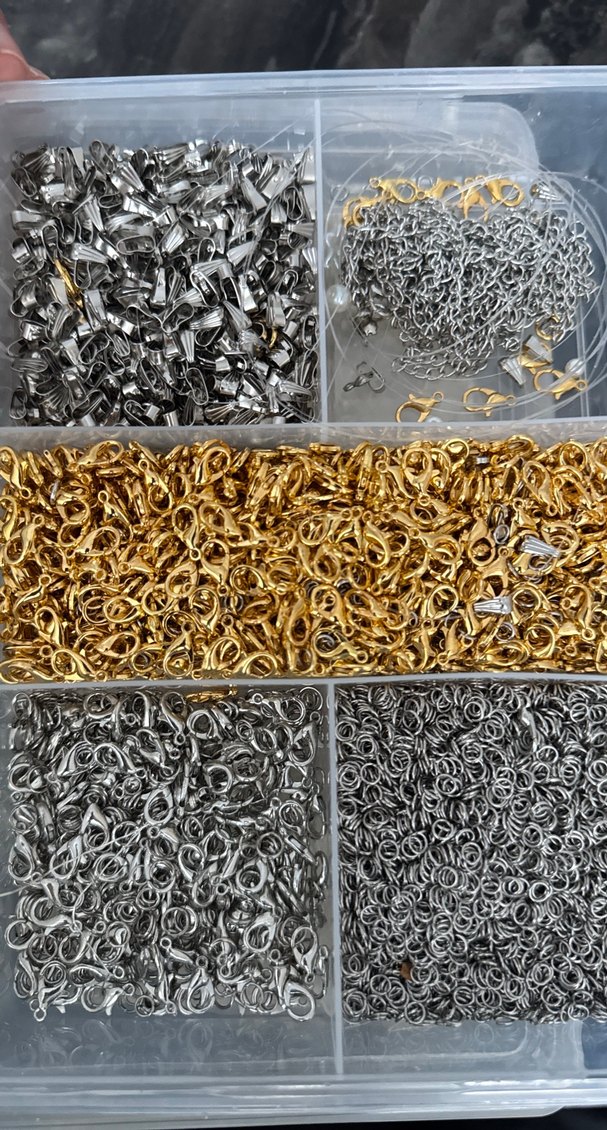 Beyaz İnci Takı boncukları halkaları hepsi organizer kutusunda - Görsel 3