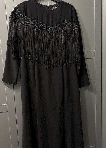 Püsküllü Siyah Uzun Kollu Gotik Elbise - Görsel 3