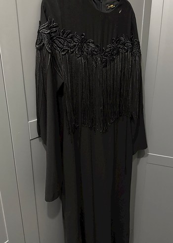 Püsküllü Siyah Uzun Kollu Gotik Elbise - Görsel 2