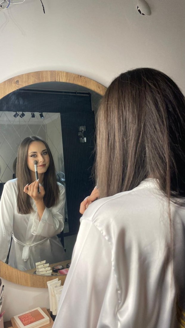 Beyaz Parlak Midi Kadın Sabahlık - Görsel 2