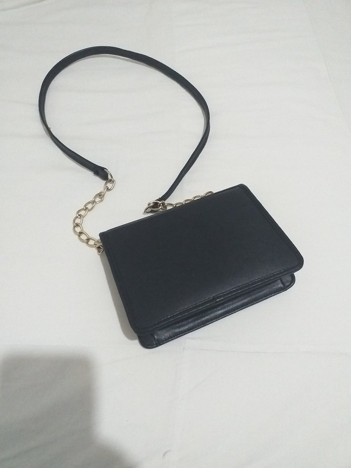 Siyah Zincir Detaylı Deri Kadın Çanta - Görsel 2