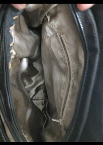 Kahverengi Deri Kareli Kadın Çanta - Görsel 4