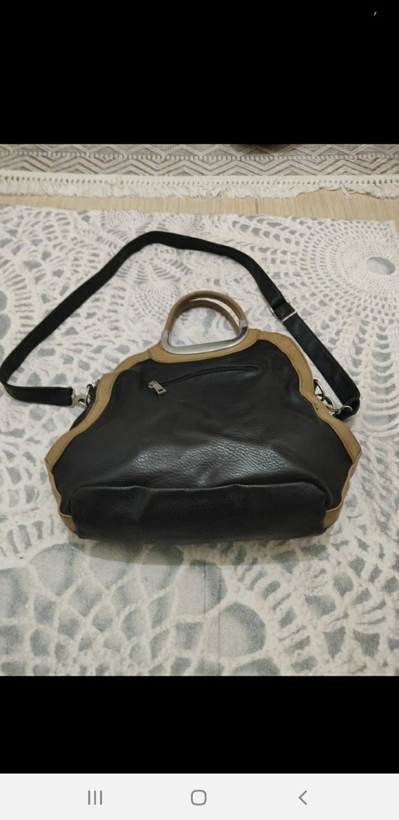 Kahverengi Deri Kareli Kadın Çanta - Görsel 2