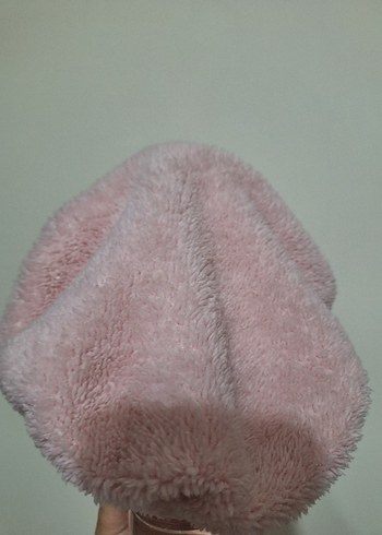 Pembe Peluş Ayıcık Şeklinde Pamuklu bebek bere - Görsel 3