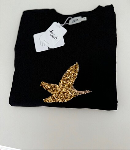 m Beden Gold taşlı beymen tshirt