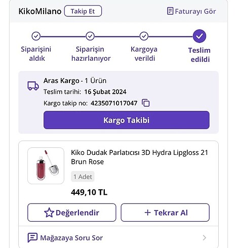 Beden bordo Renk Kiko 2 tane gloss 20 ve 21 numara