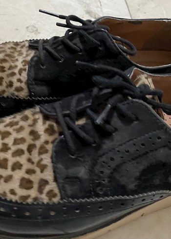 Kahverengi Leopar Desenli Kadın Deri Topuklu Ayakkabı - Görsel 3