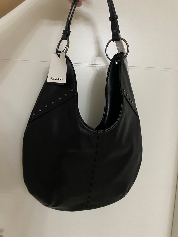 Pull beat Siyah Deri Kadın Çanta - Görsel 3