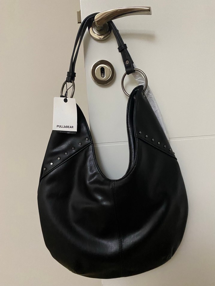 Pull beat Siyah Deri Kadın Çanta - Görsel 2