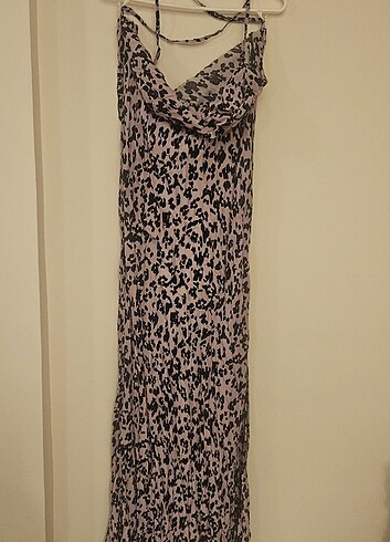 l Beden BSL lila leopar desen elbise