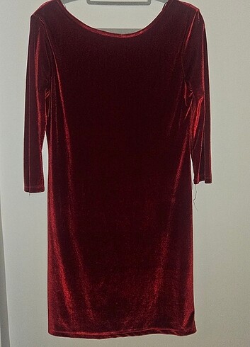 Koyu Kırmızı kadife mini elbise-Markasız