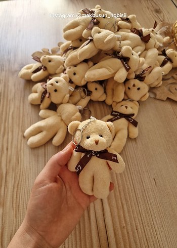 Bej Peluş Ayıcık Anahtarlık