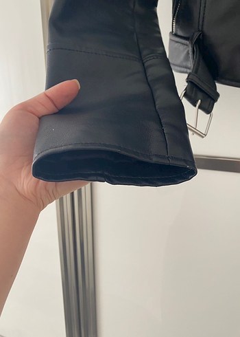 Siyah Deri Biker Ceket - Görsel 3