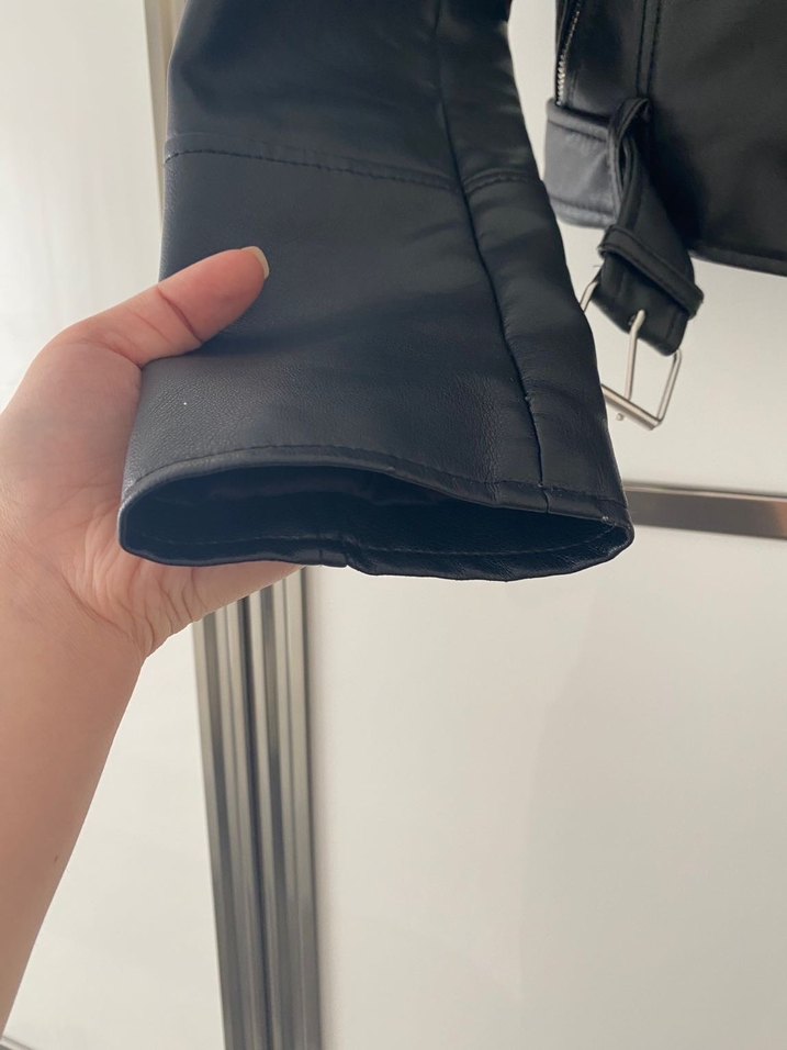 Siyah Deri Biker Ceket - Görsel 3