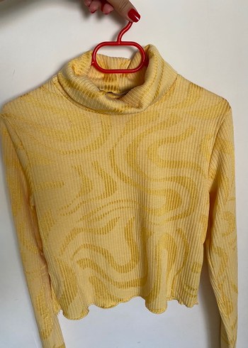 Sarı Balıkçı Yaka İnce Triko Kazak - Görsel 3