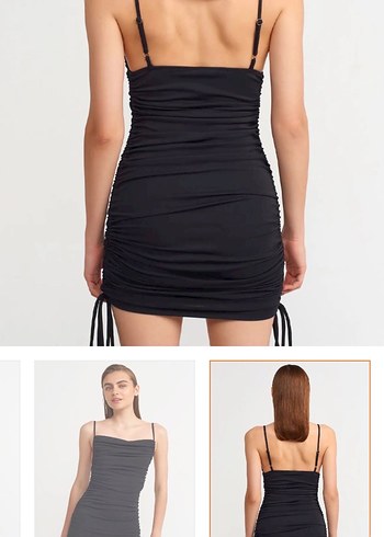 Siyah Mini Sade Dar Kesim Elbise - Görsel 2