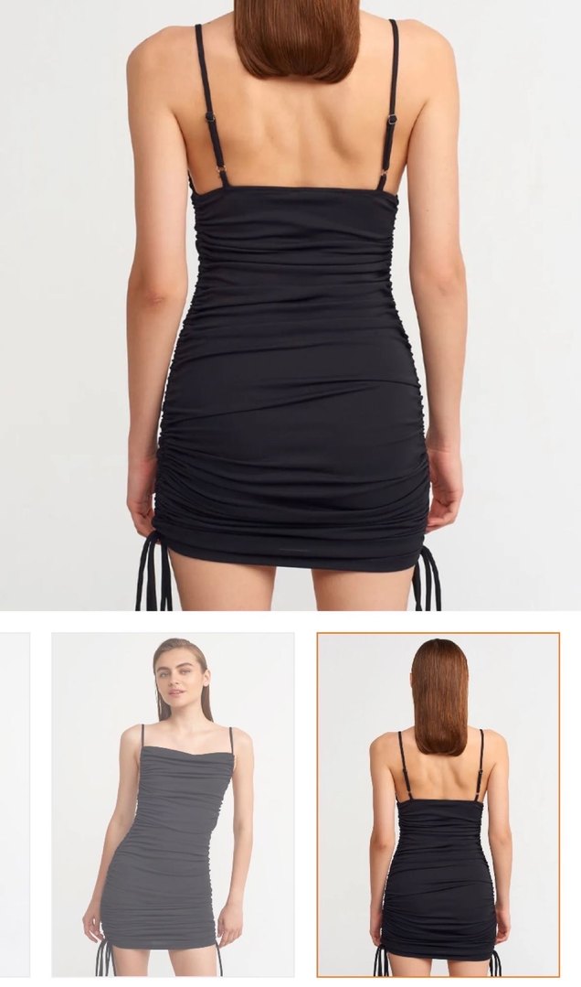 Siyah Mini Sade Dar Kesim Elbise - Görsel 2