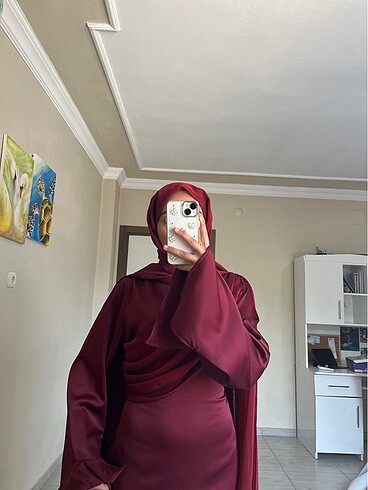 l Beden bordo Renk Bordo saten elbise
