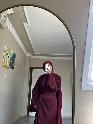 l Beden Bordo saten elbise