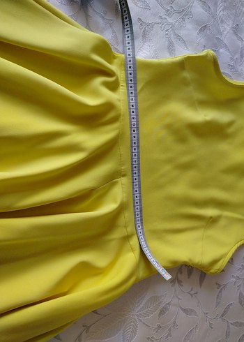 Sarı Kolsuz Midi Elbise - Görsel 7