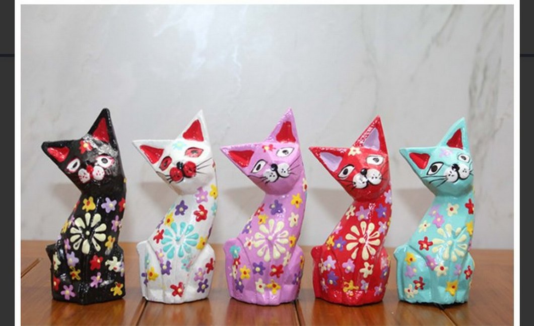 Ahşap 5'li kedi seti - Görsel 3