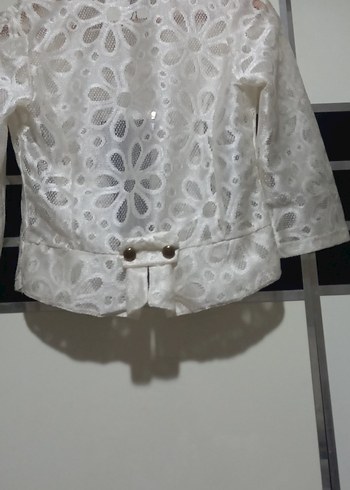 Nakışlı Beyaz bayan Bolero Ceket 38 beden - Görsel 4