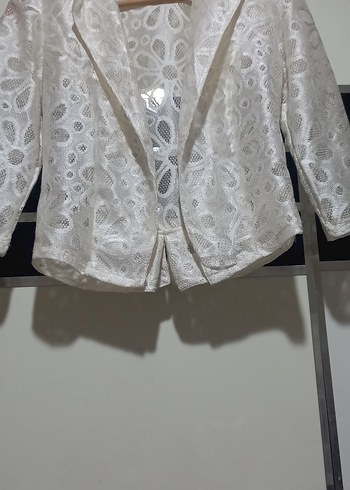 Nakışlı Beyaz bayan Bolero Ceket 38 beden - Görsel 2