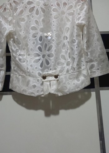 Nakışlı Beyaz bayan Bolero Ceket 38 beden - Görsel 5
