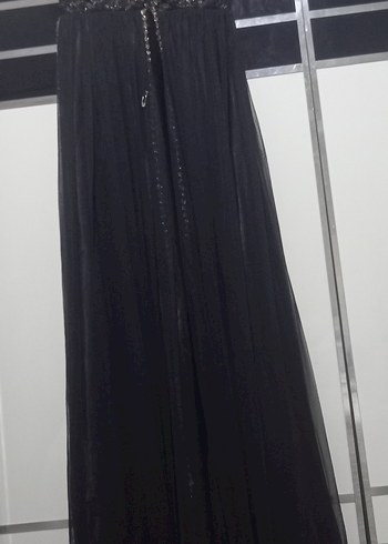 Siyah Uzun Drapeli Gotik Kadın Abiye - Görsel 2