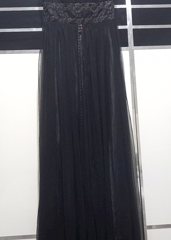 Siyah Uzun Drapeli Gotik Kadın Abiye - Görsel 5