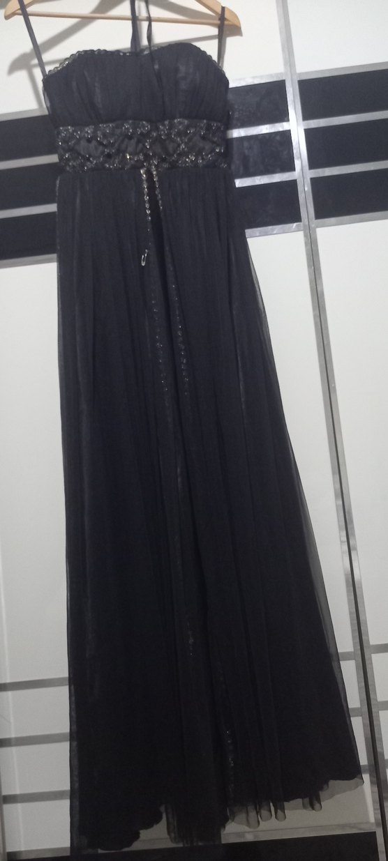 Siyah Uzun Drapeli Gotik Kadın Abiye - Görsel 2