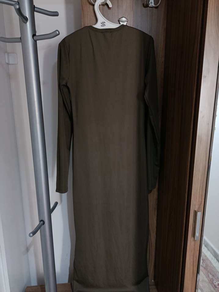 Haki Kadın Uzun Kollu Uzun Elbise - Görsel 2