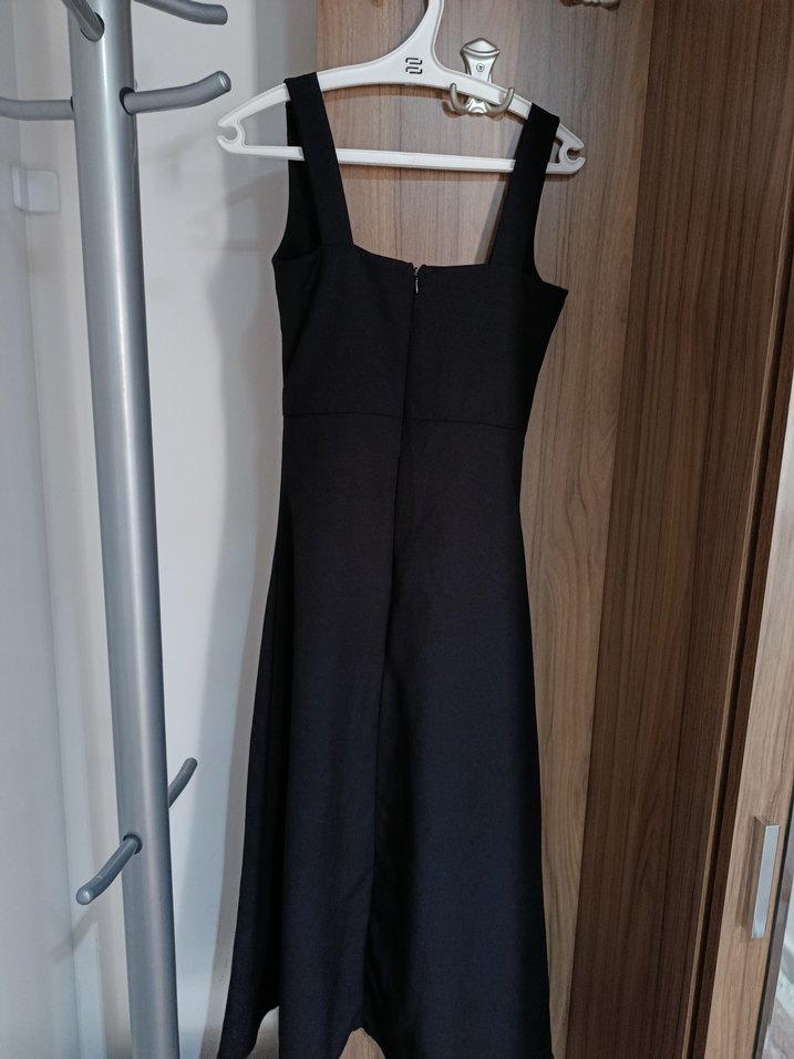 Siyah Uzun Askılı Kadın Elbise - Görsel 2