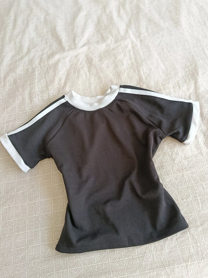 kadın siyah Kısa Kollu crop - Görsel 2