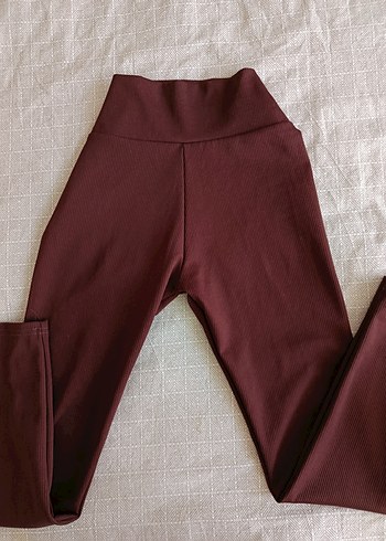 Bordo kahve fitilli Kadın Tayt - Görsel 2