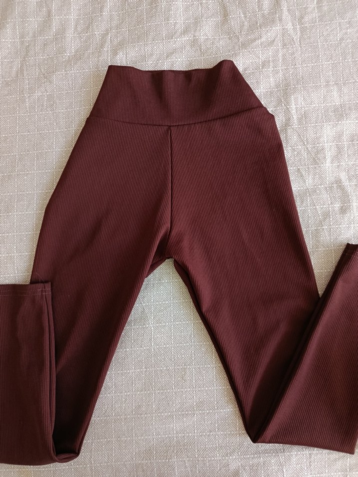 Bordo kahve fitilli Kadın Tayt - Görsel 2