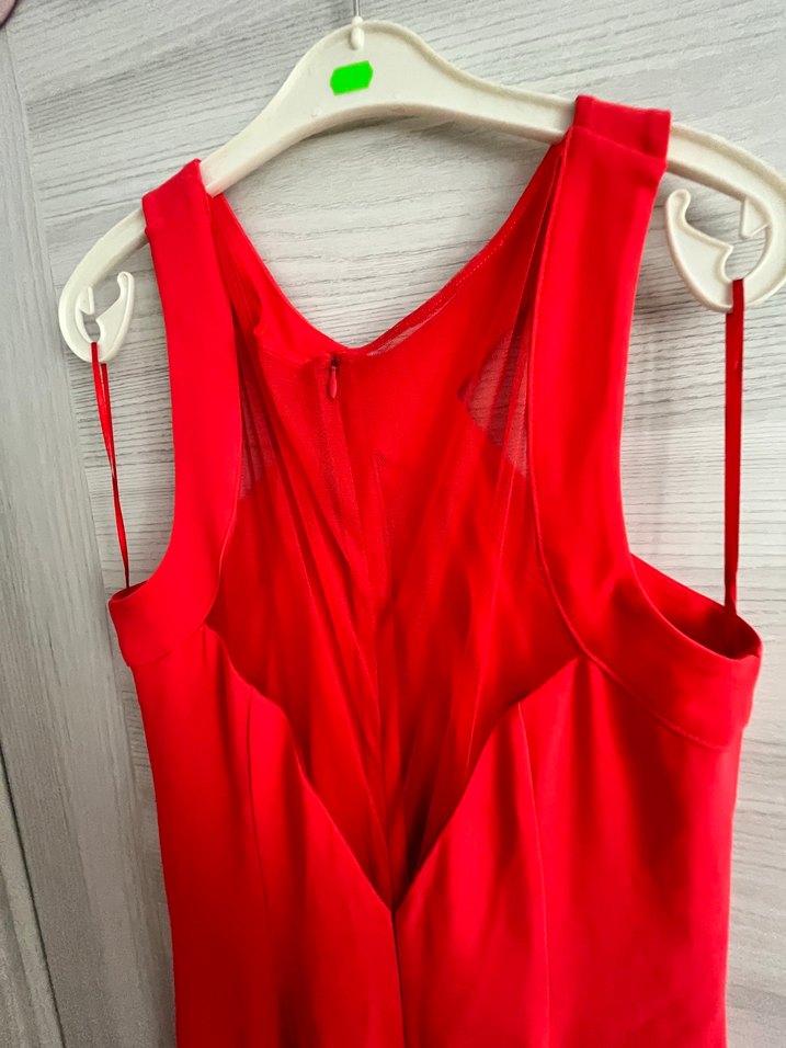Kırmızı Drapeli Uzun Kadın Elbise - Görsel 3