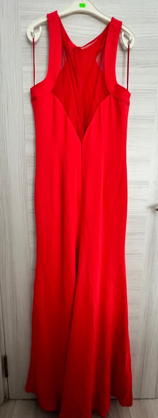 Kırmızı Drapeli Uzun Kadın Elbise - Görsel 2