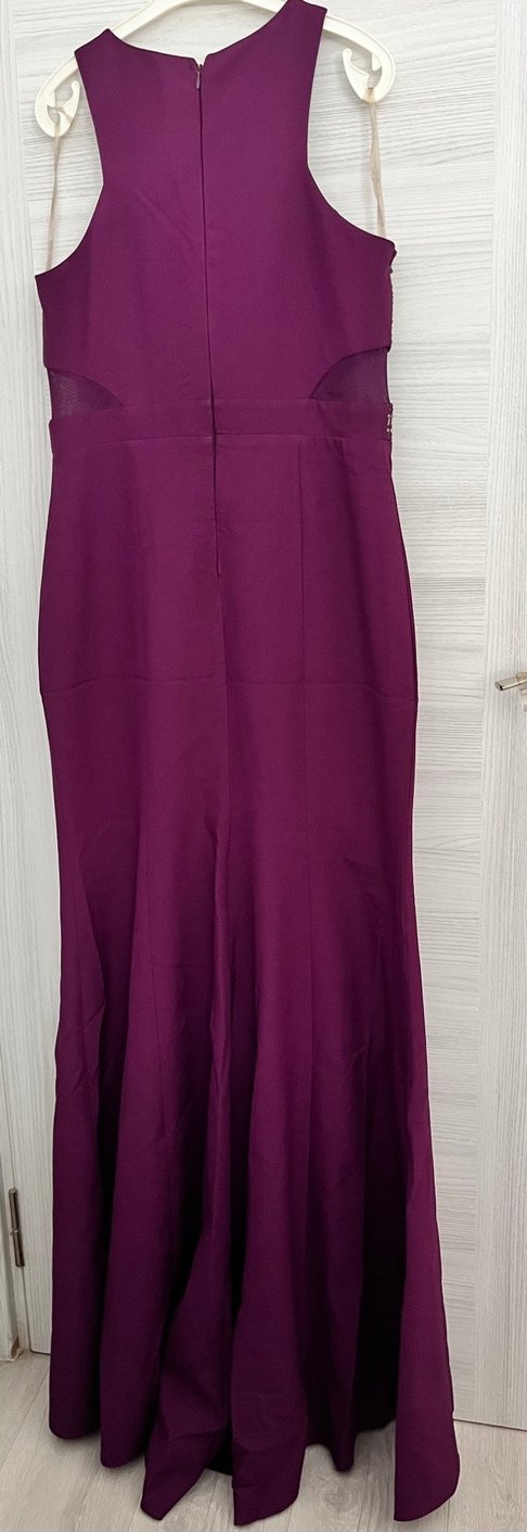 Parlak Mor Drapeli Uzun Nişan Elbisesi - Görsel 3