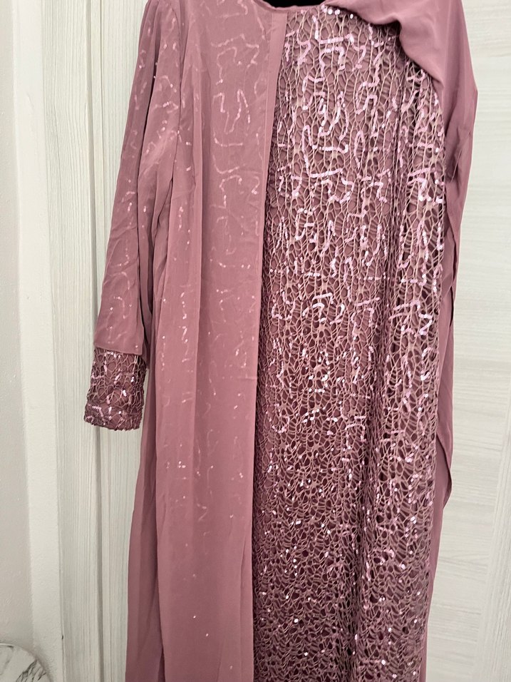 Mor, Uzun Kollu, Gevşek Kesim Yılan Desenli Elbise - Görsel 4